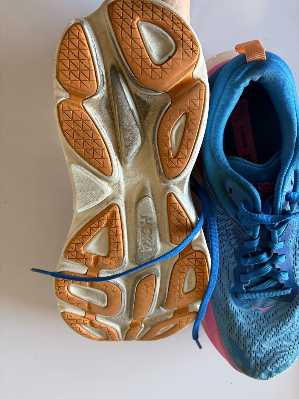 Hoka Blue Pink White Women's Athletic Running Shoes - Picture 6 of 10